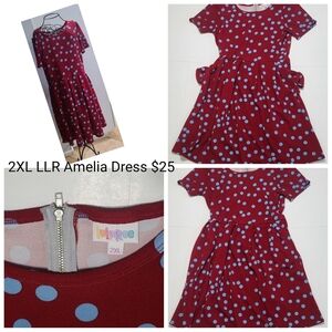 LuLaRoe Women Dress - Burgundy and Light Blue